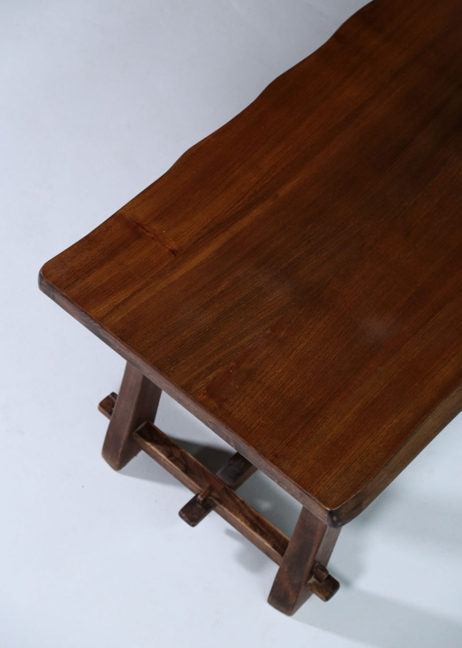 Table à Manger Style Brutaliste - Orme Massif - Esprit Olavi Hanninen - Antique