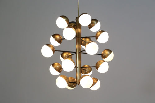 Grand lustre 20 boules stilnovo gino sarfatti vintage 25