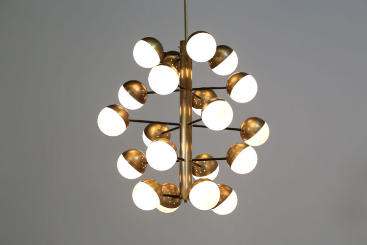 Grand lustre 20 boules stilnovo gino sarfatti vintage 25