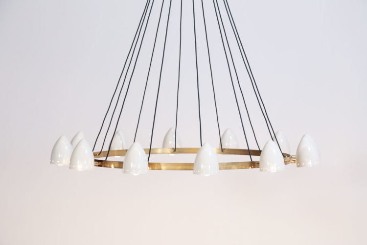 Lustre italien gino sarfatti design rond 12 abat jour ML106 Angelina