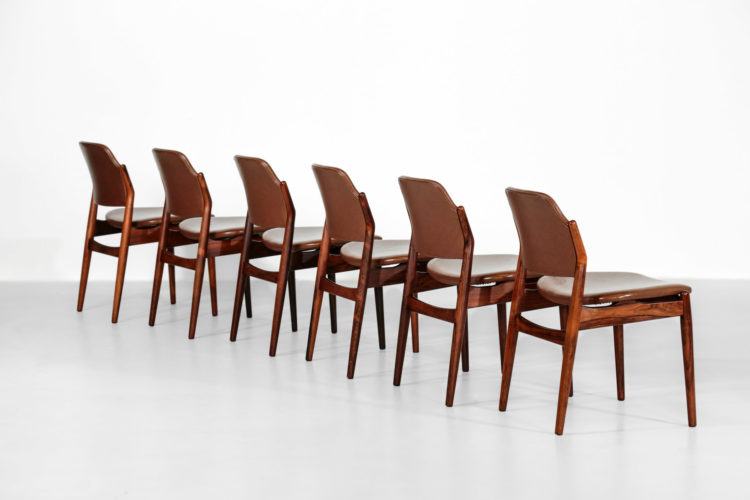 Suite de 6 chaises danoises arne vodder scandinave palissandre 62 26