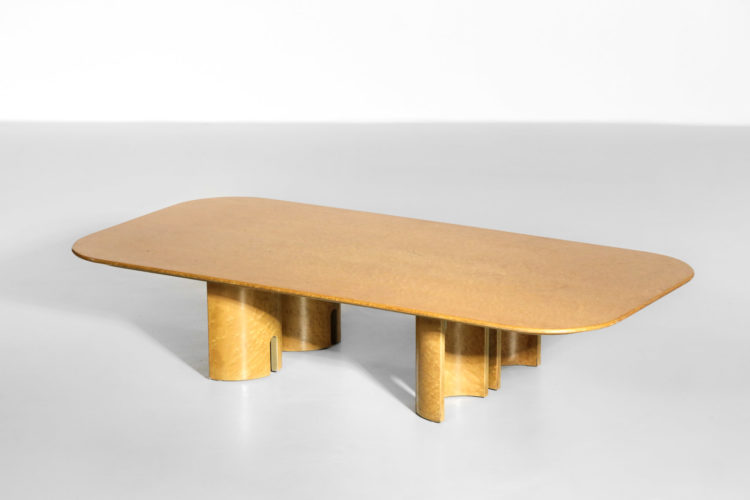 Table basse par Giovanni Offredi pour Saporiti 1980s bois de loupe22