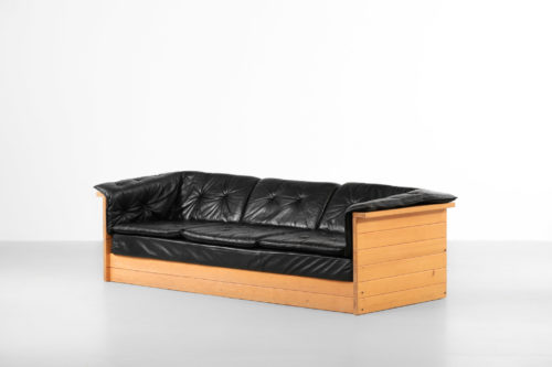canapé sofa design années 70 cuir et pin style charlotte perriand francais25
