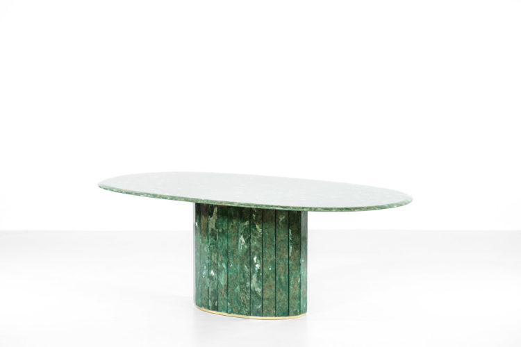 grande table basse ovale verte en albatre teinté vintage24