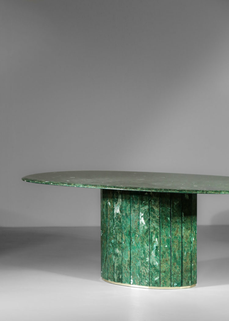 grande table basse ovale verte en albatre teinté vintage