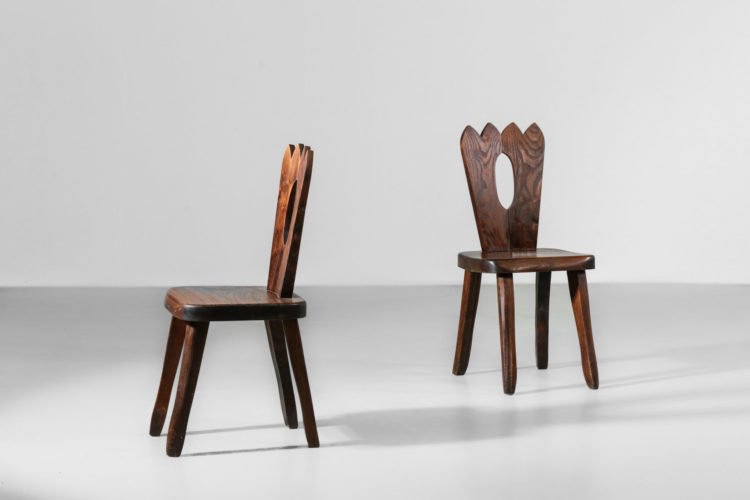 suite 10 chaises en orme massif style olavi Hanninen