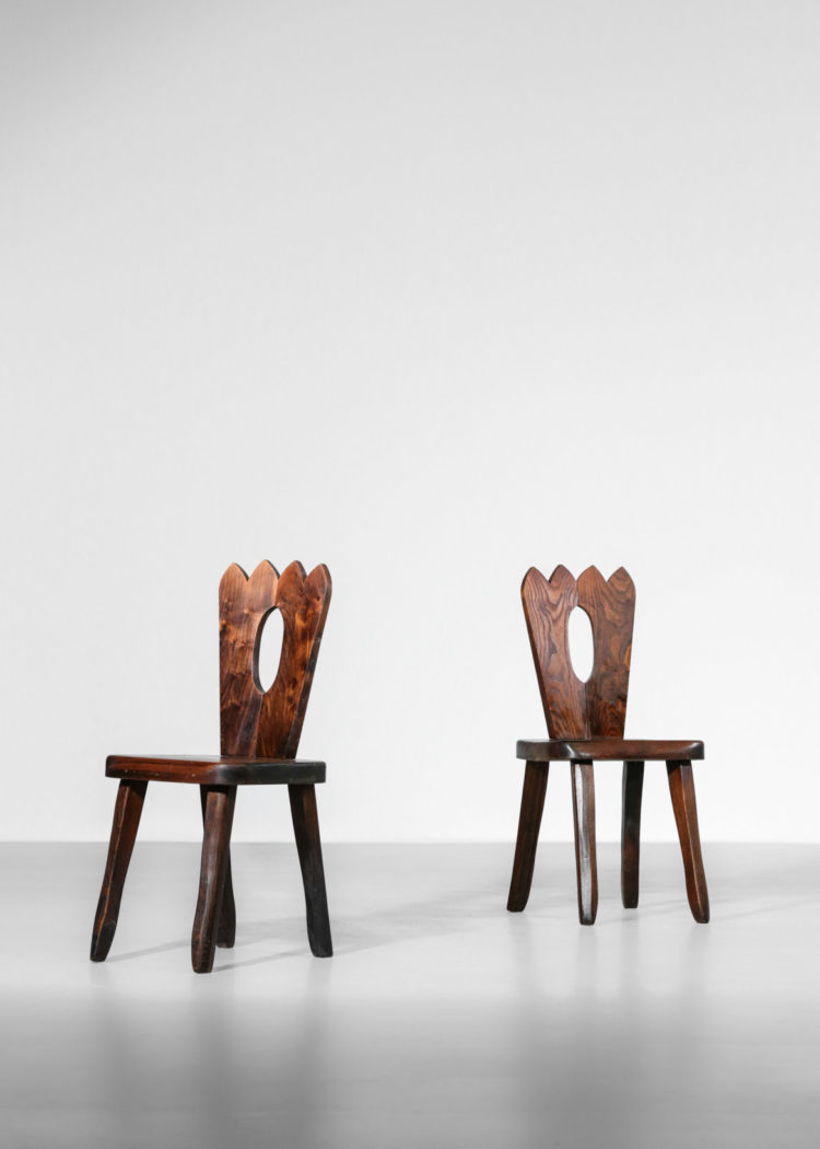 suite 10 chaises en orme massif style olavi Hanninen