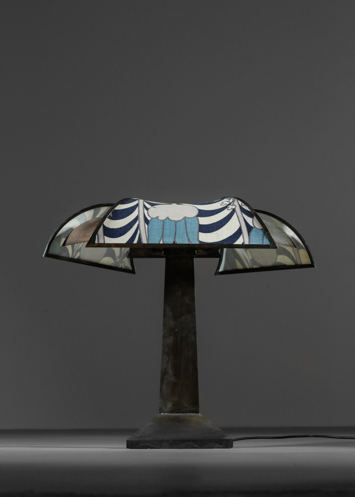 PIED DE LAMPE EN METAL ARGENTE ART DECO 1930 NON RESTAURE H3412 Vintage