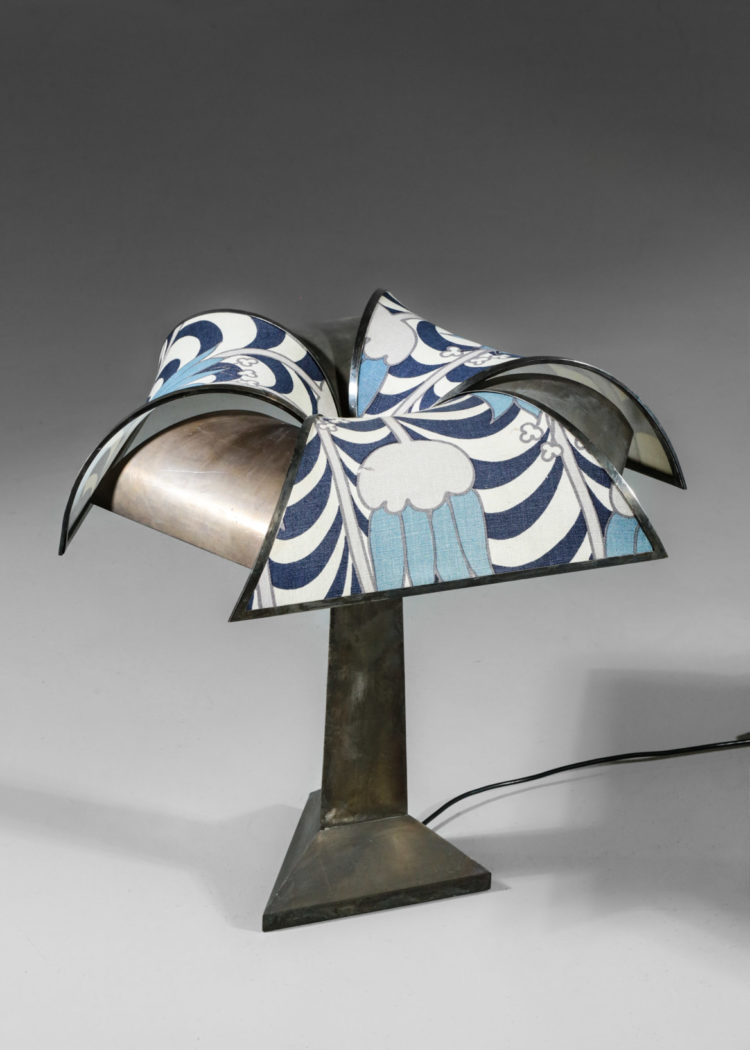 grande lampe de bureau palmier vintage art deco acier brossé