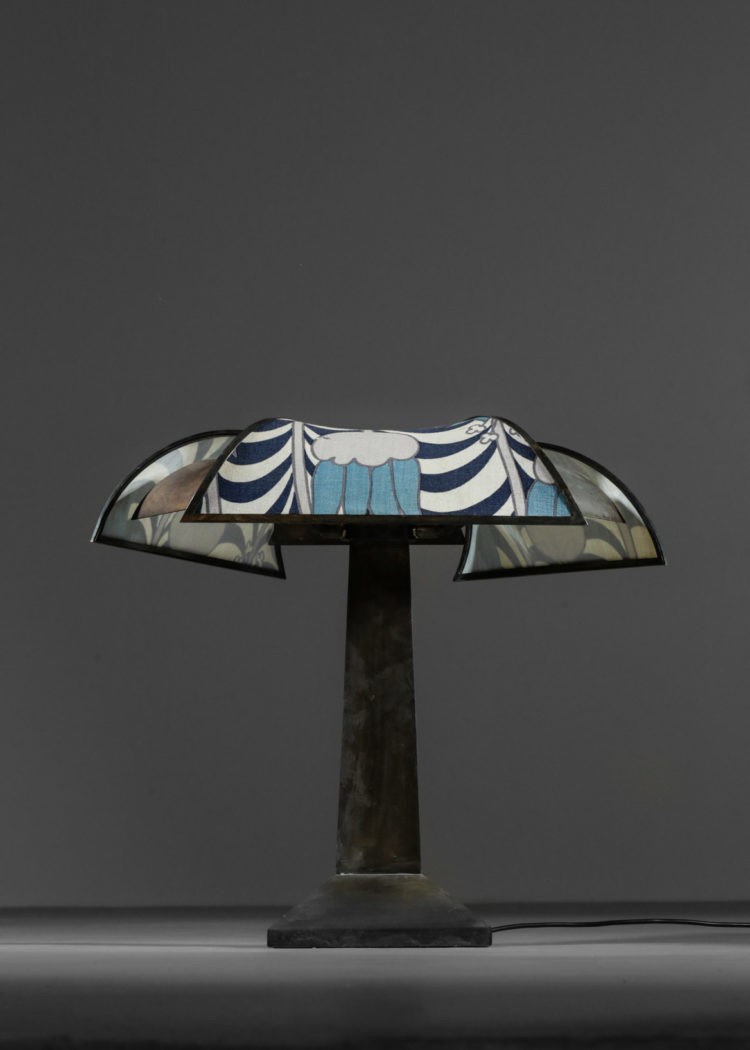 grande lampe de bureau palmier vintage art deco acier brossé