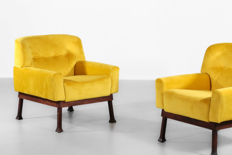 paire de fauteuil italien jaune hisa vintagne design