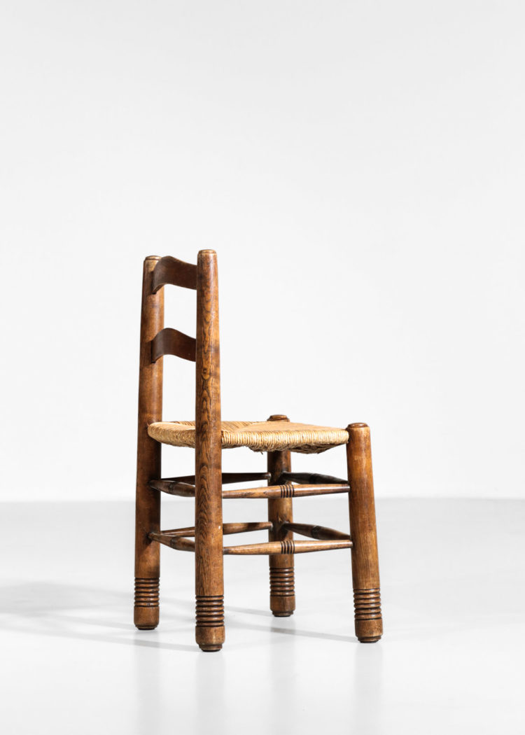 Suite de 5 chaises Charles Dodouyt design francais paillée