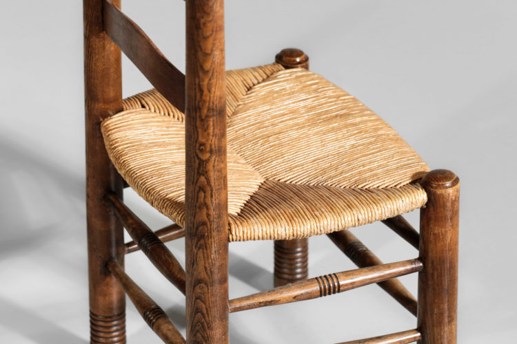 Suite de 5 chaises Charles Dodouyt design francais paillée