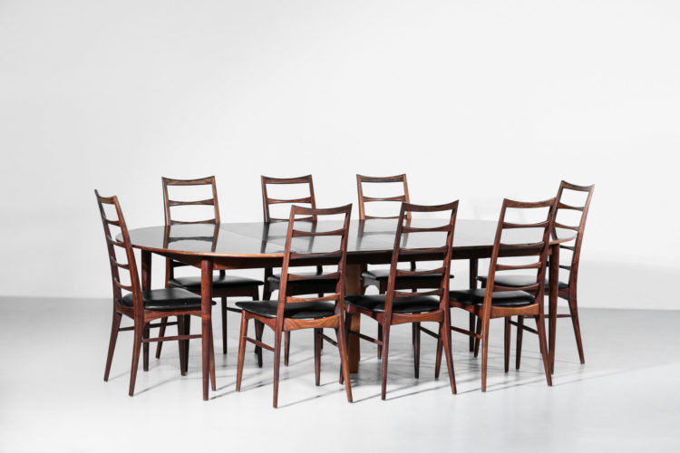 Suite de 8 chaises Koefoed Larsen danoise scandinave vintage palissandre