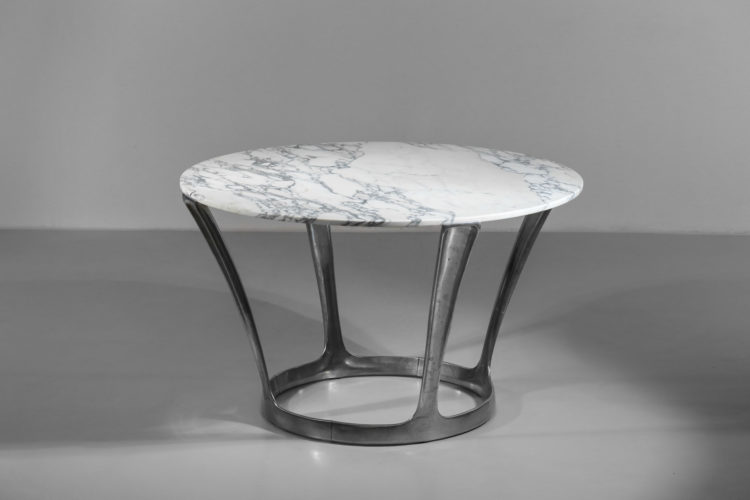 Table à manger par michel charron en marbre carrare vintage 122