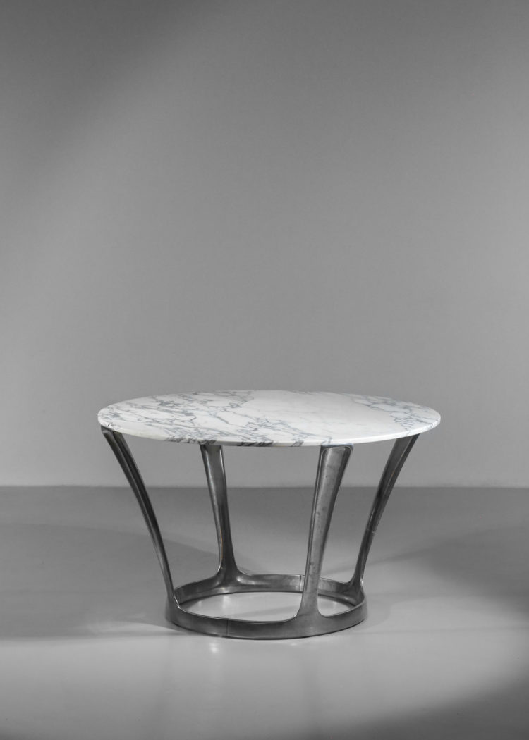 Table à manger par michel charron en marbre carrare vintage 122