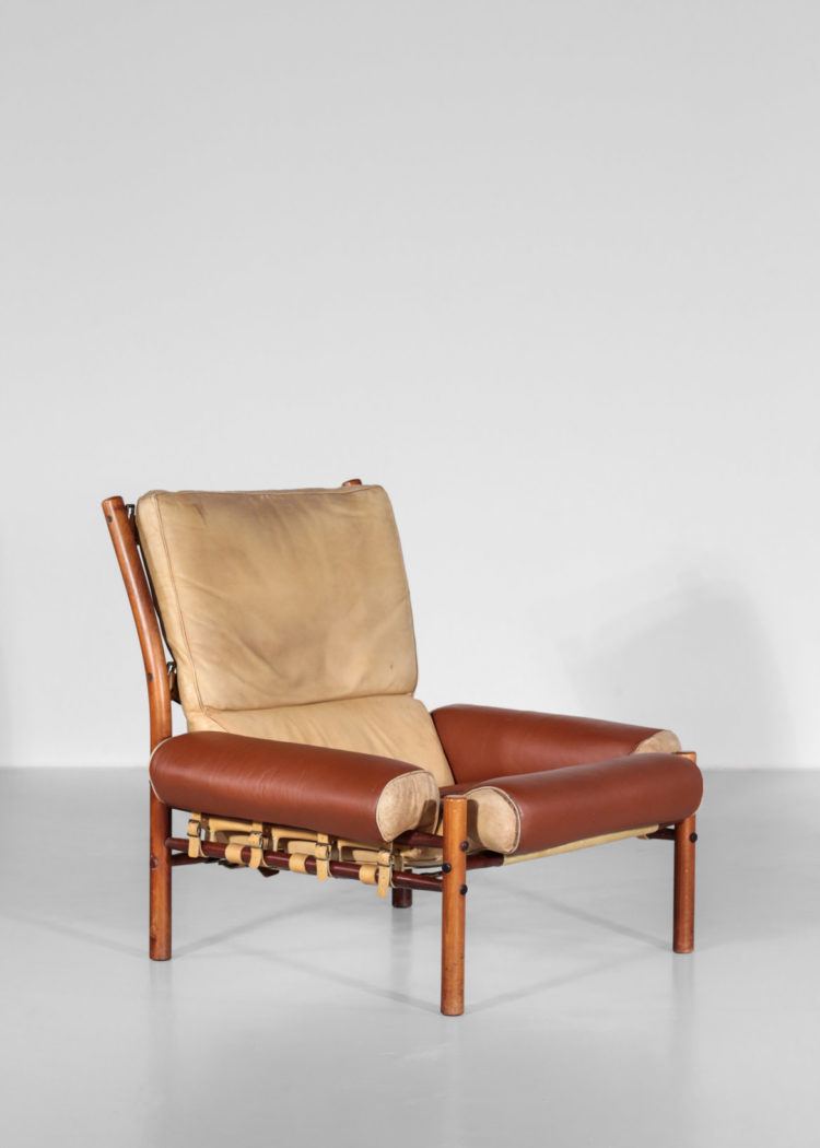 fauteuil safari arne norell années 60 cuir suedois