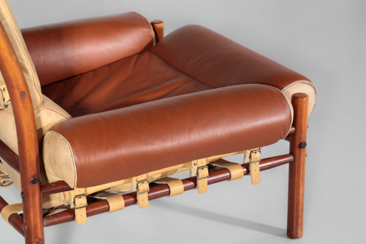 fauteuil safari arne norell années 60 cuir suedois
