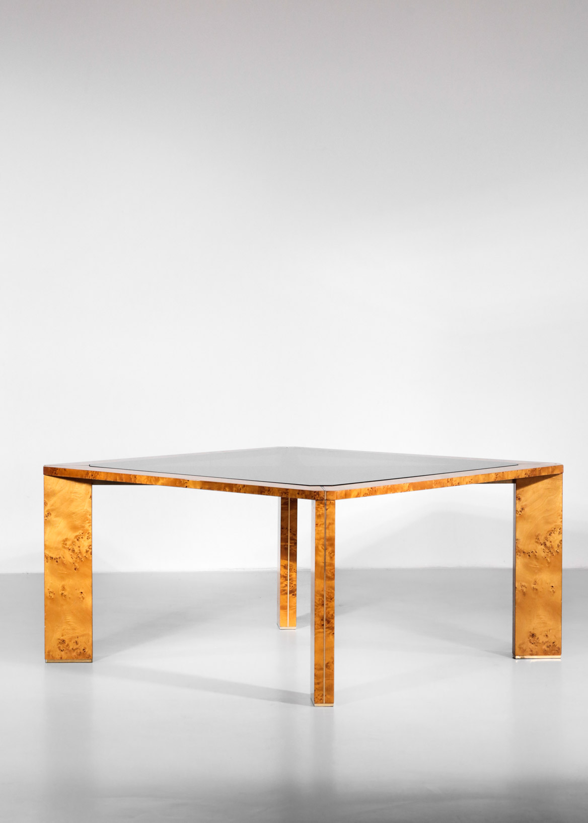 Italian Burlwood Dining Table Willy Rizzo Style 1970s Danke Galerie
