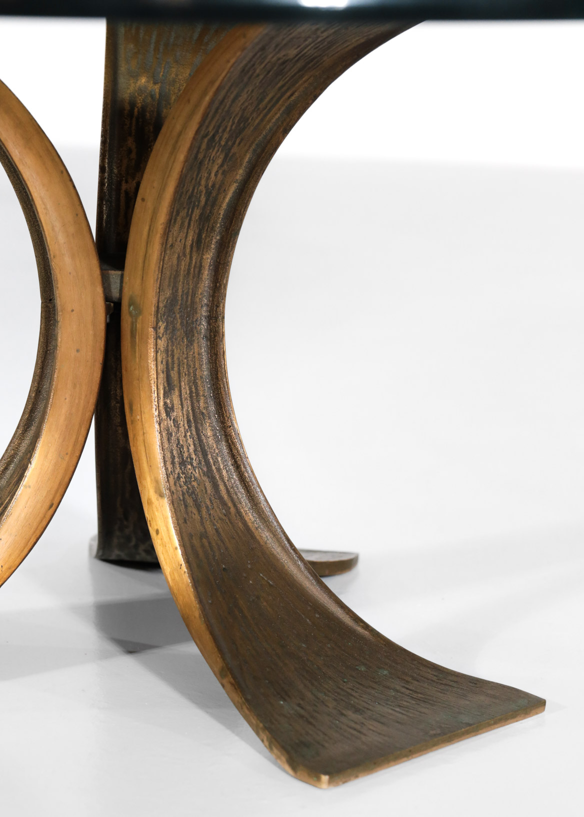 grande table basse bronze année 60 ronde en verre - Danke ...