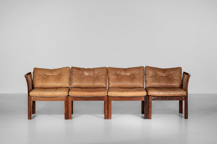 banquette illum wikkelso sofa danois scandinave palissandre de rio cuir