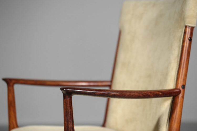 fauteuil kai lyngfeldt larsen chaise danoise scandinave des années 60 tissus blanc