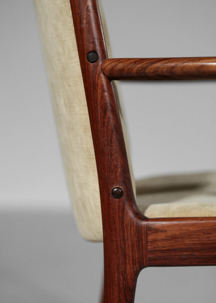 fauteuil kai lyngfeldt larsen chaise danoise scandinave des années 60 tissus blanc