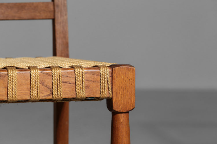 Suite de 6 chaises moderniste années 50 style jacques adnet jean royere chene 3