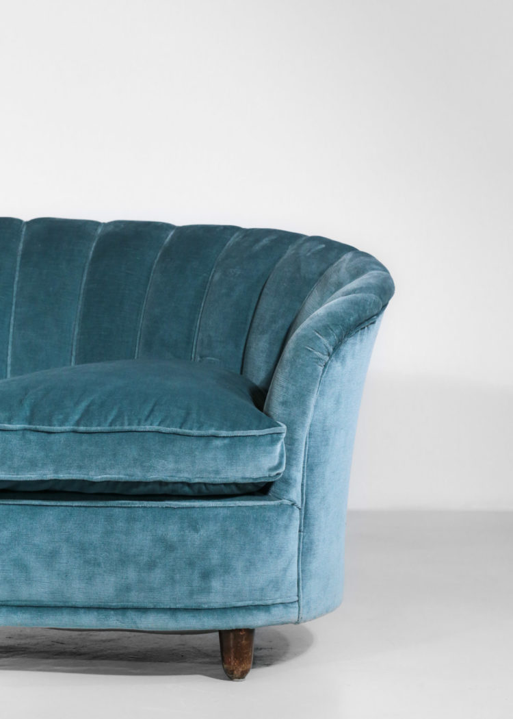 canapé gio ponti sofa banquette années 60 velour bleu