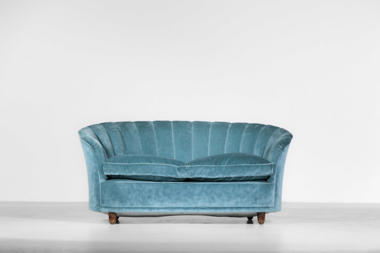 canapé gio ponti sofa banquette années 60 velour bleu2