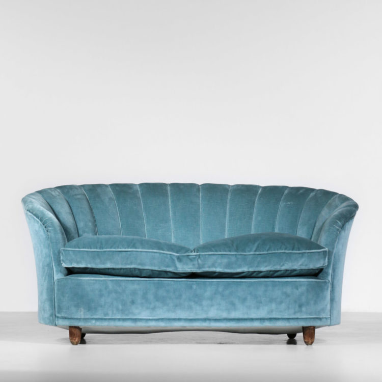 canapé gio ponti sofa banquette années 60 velour bleu