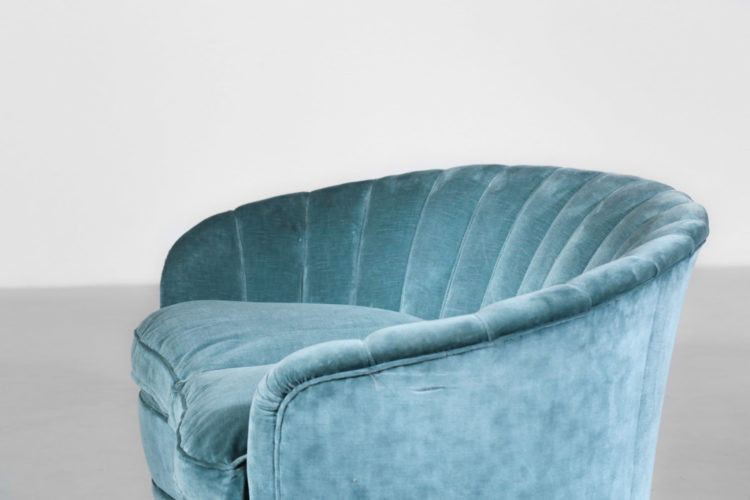 canapé gio ponti sofa banquette années 60 velour bleu