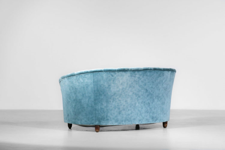 canapé gio ponti sofa banquette années 60 velour bleu