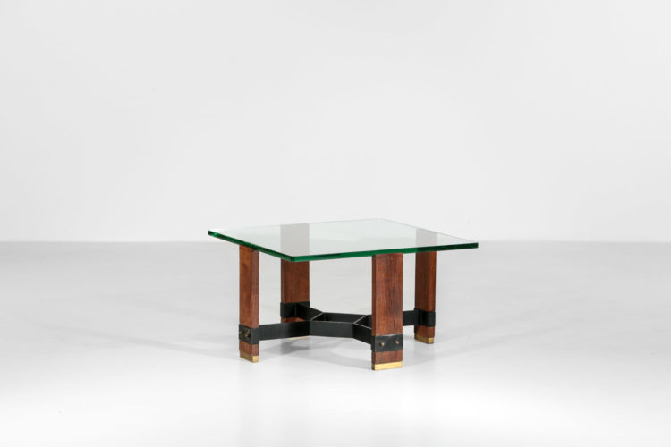 table basse italienne morderniste en verre années 50 bois metal5