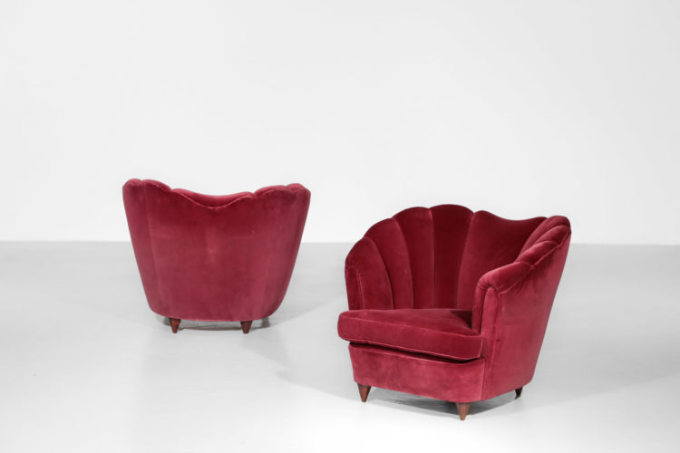 paire de fauteuils italien gio ponti bordeau design vintage 2