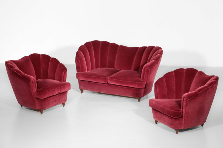 paire de fauteuils italien gio ponti bordeau design vintage 2