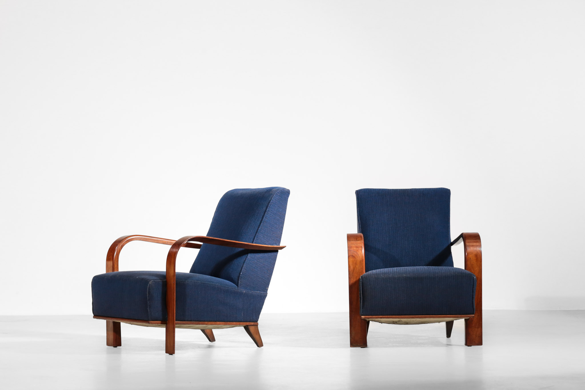 overdracht Egyptische teksten Pair Of Art Deco Armchairs Jules Leleu Style, Dark Blue – Danke Galerie