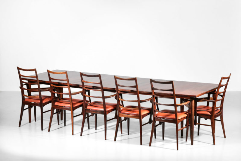 Grande Table Danoise Extensible Arne Vodder Modèle 212 - Palissandre, Ovale 198cm, Sibast