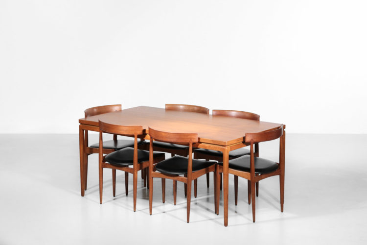 Table à manger danoise en teck Johannes Andersen Éditeur CHR Linneberg 1960 scandinave