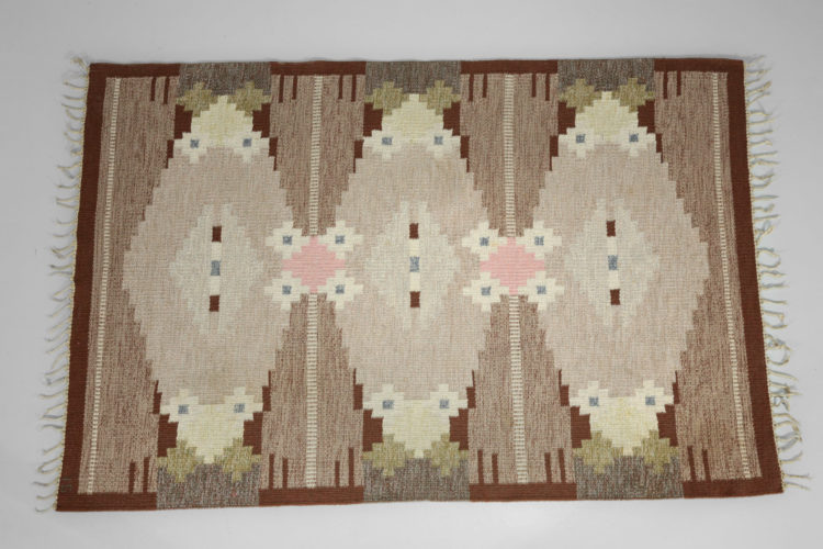 Tapis suedois ingegerd Silow vintage scandinave dessau marron 1