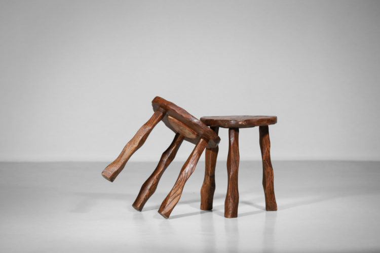 tabouret francais années 50 en bois sculpté5