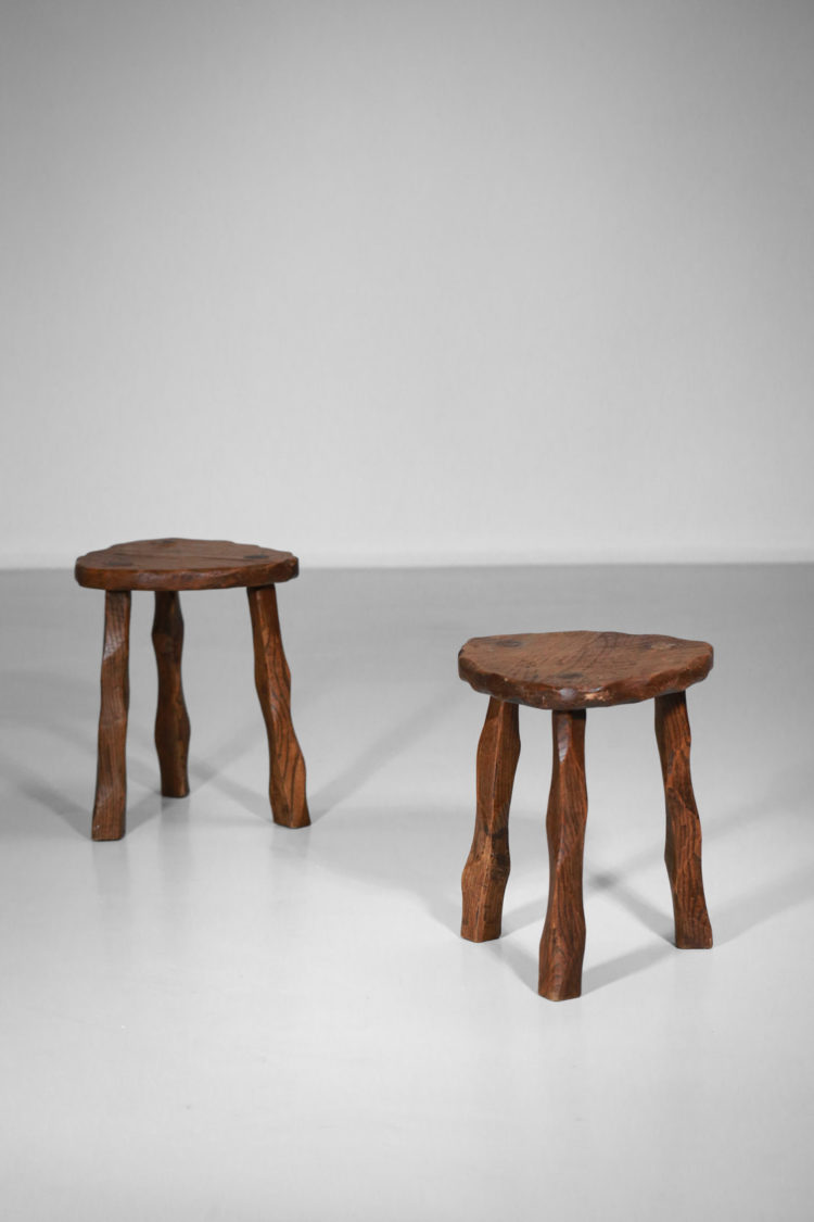 tabouret francais années 50 en bois sculpté5