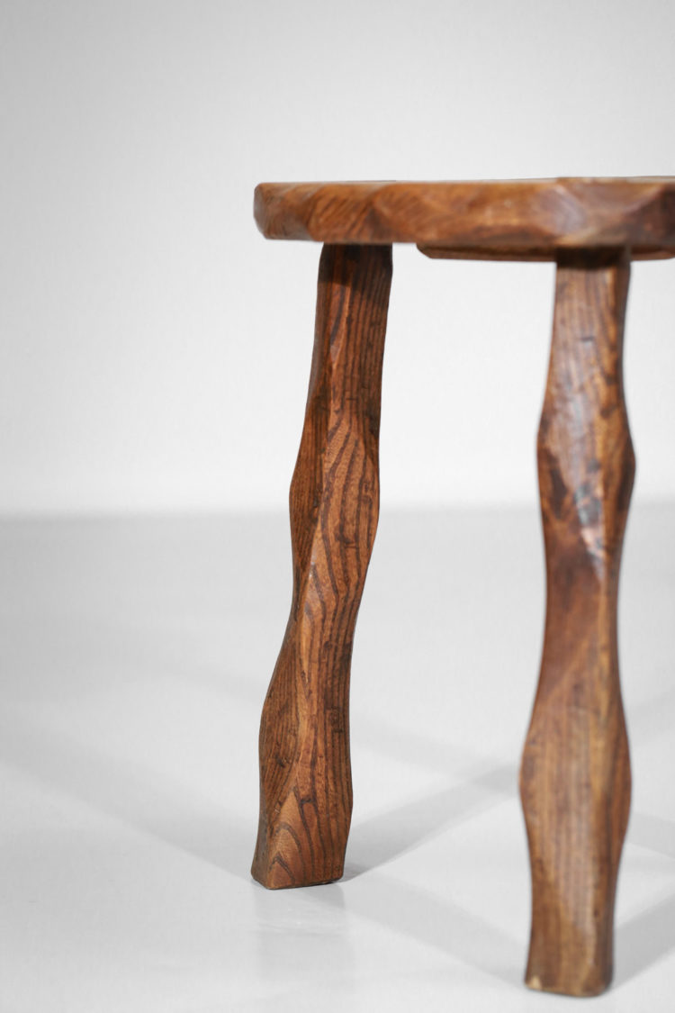 tabouret francais années 50 en bois sculpté5