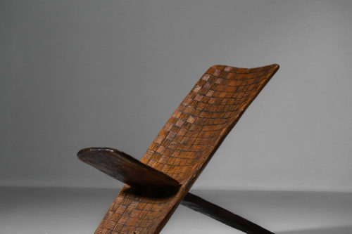 chaise pliable africaine en bois massif decor à damier17