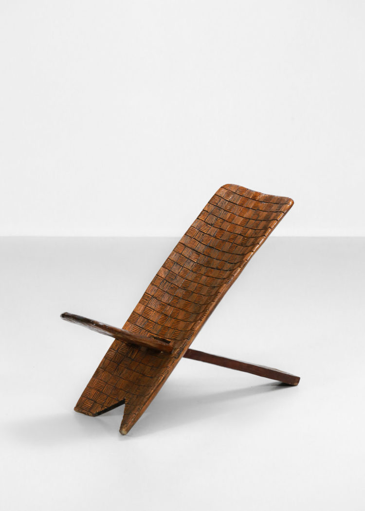 chaise pliable africaine en bois massif decor à damier17