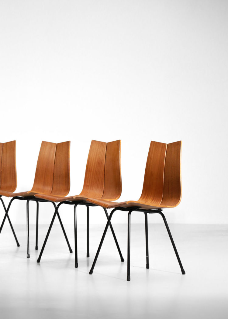 suite de 6 chaises hans bellmann suisse design années 60