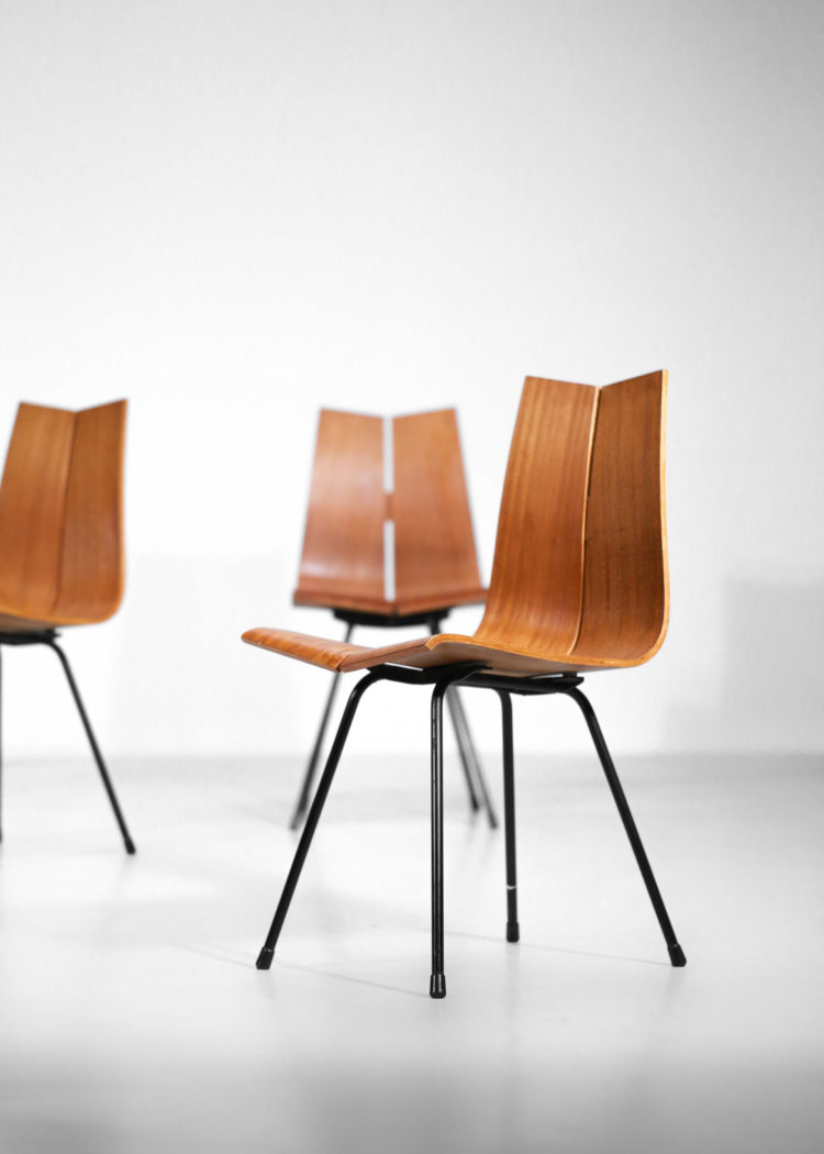 suite de 6 chaises hans bellmann suisse design années 60