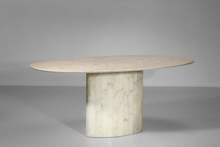 table à manger en marbre blanc de carrare ovale années 6032