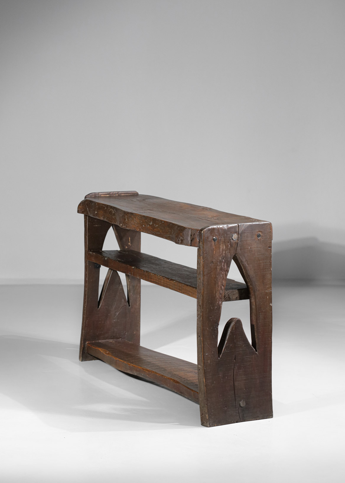 console brutaliste en bois massif vintage rustique 5