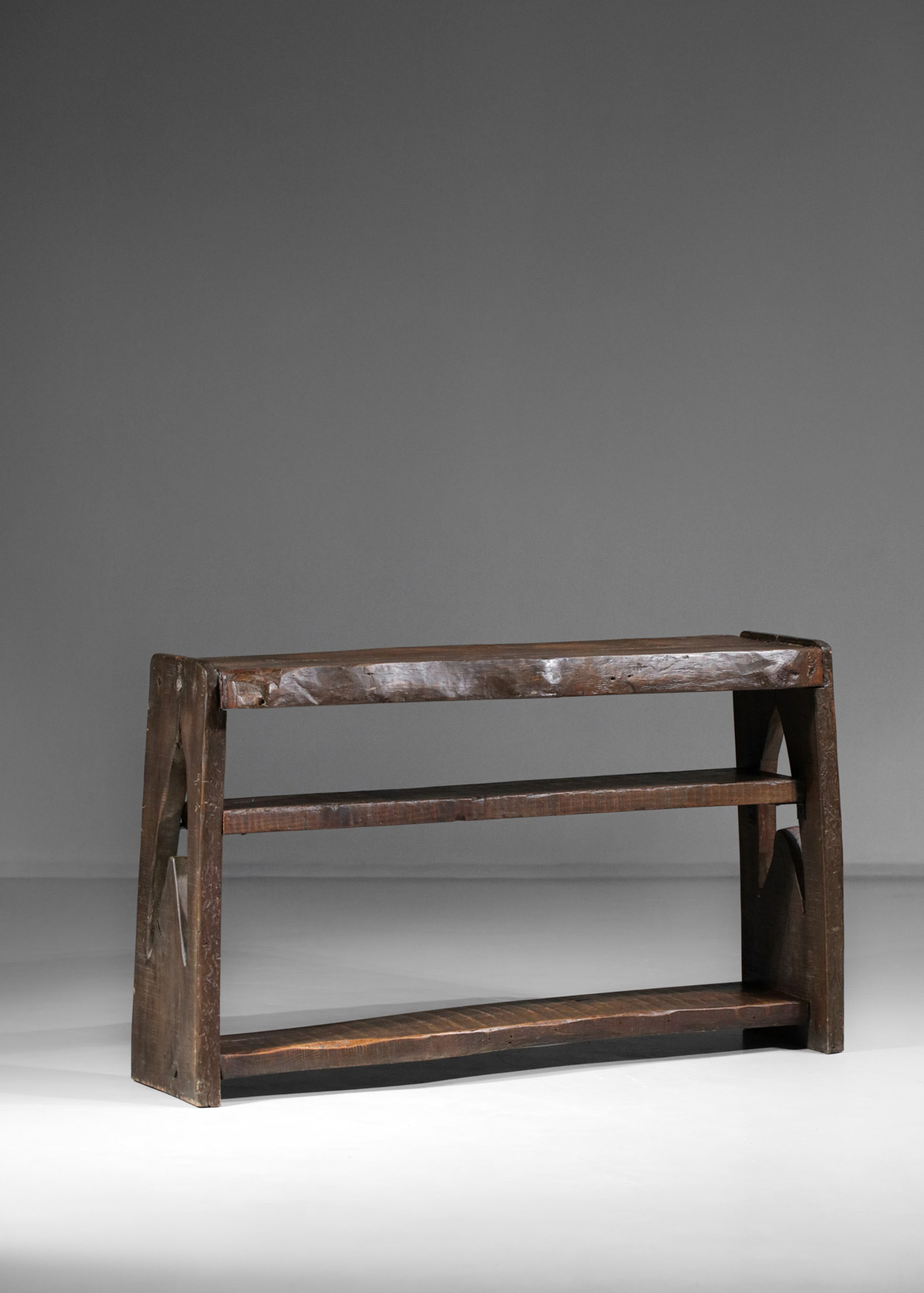 console brutaliste en bois massif vintage rustique 5